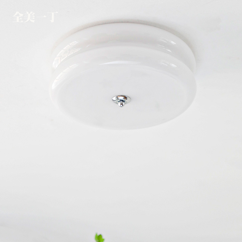 全美一丁 中古法式美式奶油风吸顶灯北欧简约卧室过道玄关玻璃灯