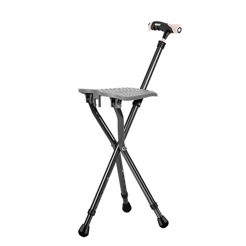 老人时尚拐杖凳防摔倒手杖多功能拐杖折叠凳子助步器便携式拐杖椅