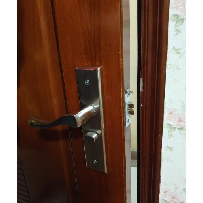 不锈钢简约单舌执手锁实木门卧室把手锁房门锁通用型老式单舌门锁