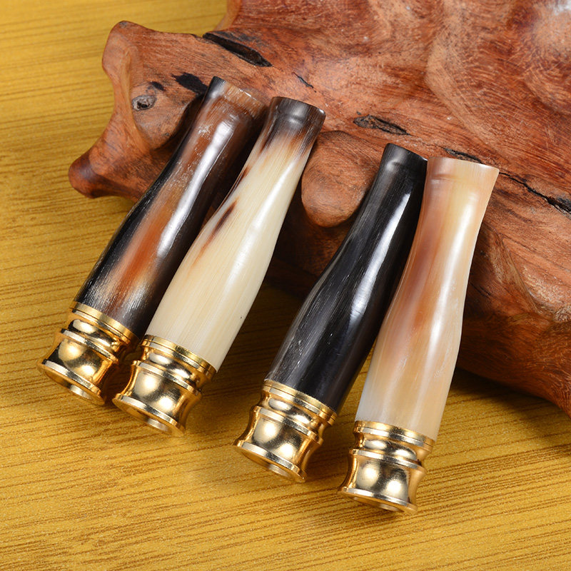 天然牦牛角烟嘴过滤器男士可清洗循环型拉杆式滤芯迷你香烟过滤嘴