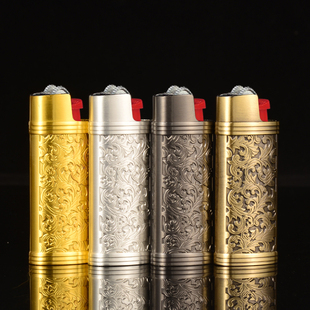 BIC比克J5J3一次性砂轮打火机黄金甲外壳保护套创意防爆家用高档
