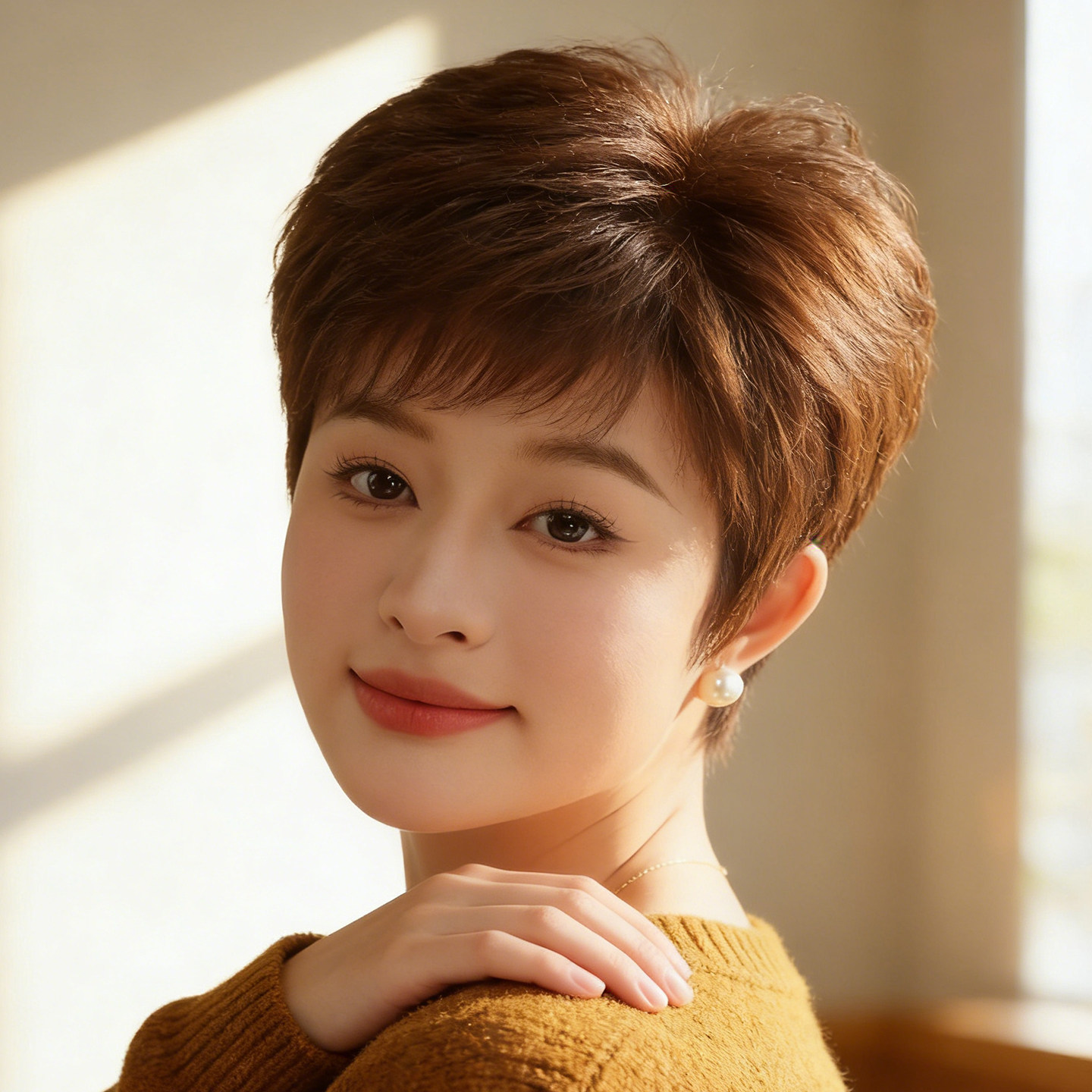 假发女短发纹理全头套真人发丝轻薄透气中老年妈妈2026新款假发套