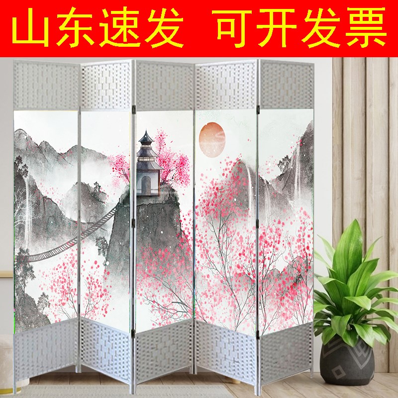 白框简易屏风隔断遮挡家用折叠白色屏风客厅客厅玄关美容院饭店
