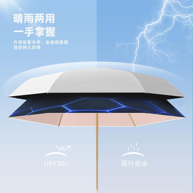 钛银黑胶五折双层伞防晒遮阳晴雨两用防紫外线折叠太阳伞迷你伞