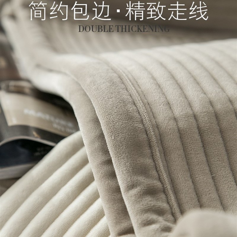 高端北欧毛绒沙发垫冬款纯色加厚防滑坐垫子现代简约沙发套罩定制