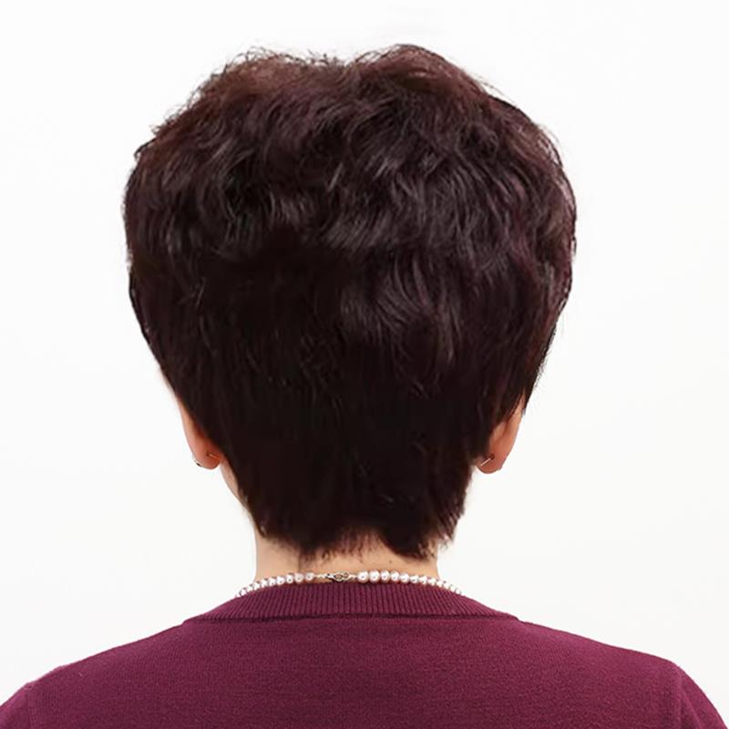 假发短发女人发遮白发全头套中老年女士妈妈短卷发假发套