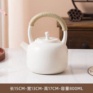 苏打釉白 圆满陶瓷围炉煮茶壶家用电陶炉明火烧水壶提梁壶泡茶日式