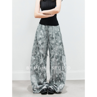 BNMGIN星星满印宽松阔腿裤子女款2026新款穿搭重磅垂坠感休闲长裤
