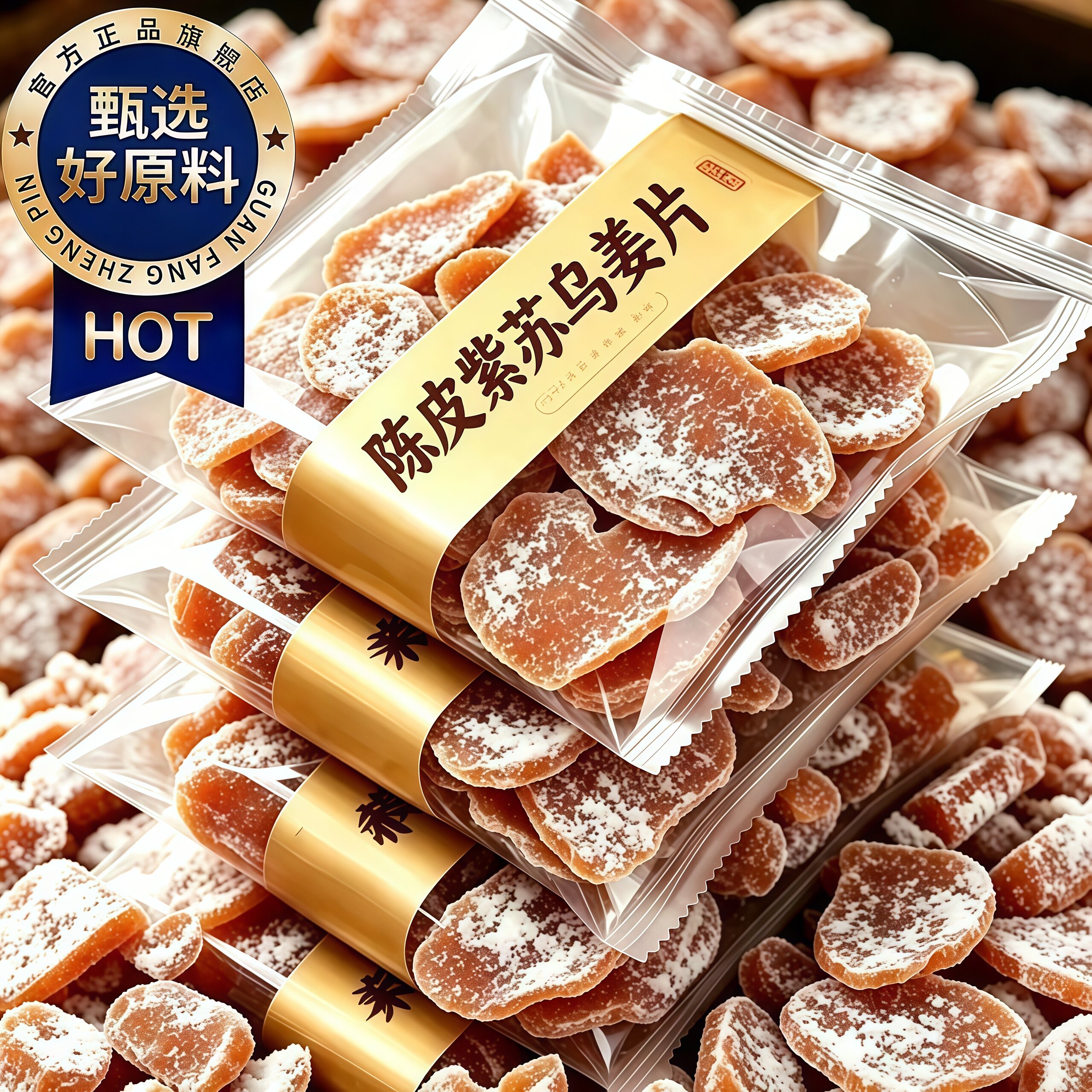 正宗陈皮紫苏乌姜片三伏天新鲜即食农家手工红黑糖红糖姜片官方