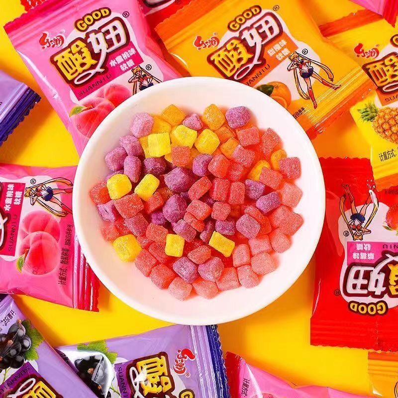 酸妞软糖多口味水果软糖8090后儿时怀旧童年解馋零食大小袋旗舰店
