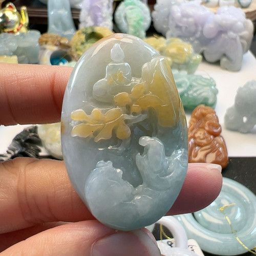 送证书天然翡翠A货俏色悟道