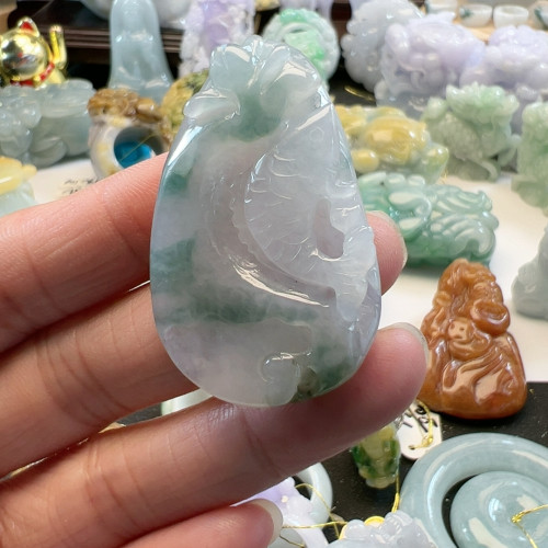 送证书天然翡翠A货冰飘花鱼