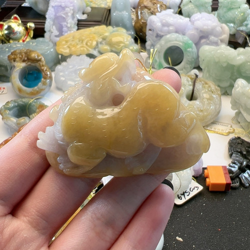 送证书 天然翡翠缅料A货貔貅挂件