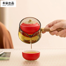 侧把壶懒人自动泡茶神器 禾柒出品柿柿如意旋转泡茶壶功夫茶具套装