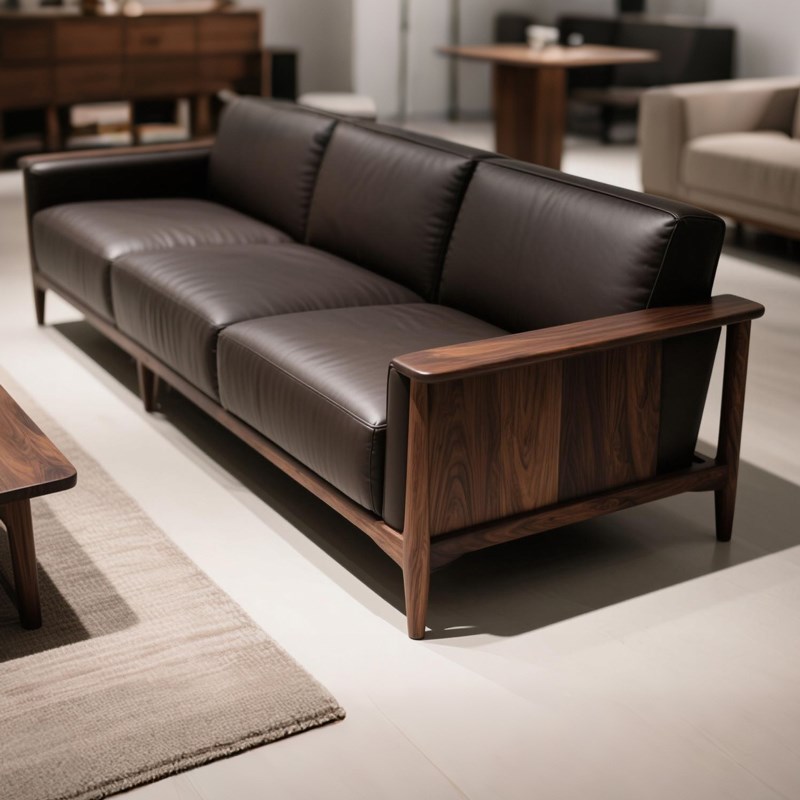 2025新中式黑胡桃白r蜡木沙发直排客厅酒店民宿办公室定制家俱