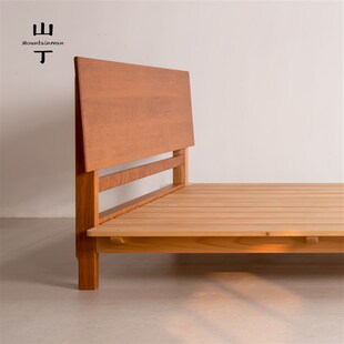 山丁 平a檐床 原创复古日式实木床主卧简约黑胡桃樱桃白蜡包邮安