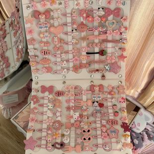 甜美少女心刘海夹日系卡通头饰组合 可爱发夹套装 粉色发夹30个