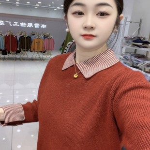 【方领毛衣-红】2025秋冬新款欧货翻领针织毛衣柔软舒适洋气减龄