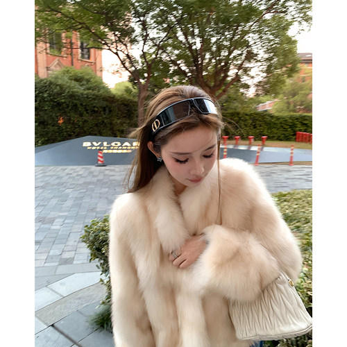 秋冬双色晕染新款整皮狐狸毛腹毛皮草外套女短款B2199