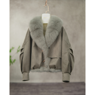 真毛狐狸毛皮草外套麂皮绒鹅绒保暖派克服海宁2025新款秋冬B2020