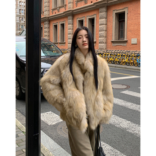 新款晕染霜色高档狐狸毛皮草毛毛外套女2025新款腹毛B2183