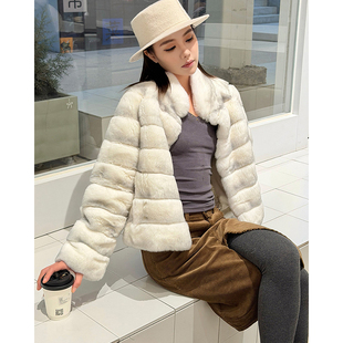 2025奢侈龙猫星黛露紫獭兔毛横排名媛气质网红洋气外套B2760