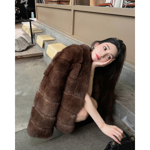 紫貂感狐狸毛皮草外套年轻款 女中古整皮毛大衣2025秋冬B2127