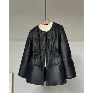 收腰真皮羽绒服皮衣小个子绵羊皮外套女款2025新款冬季B2469