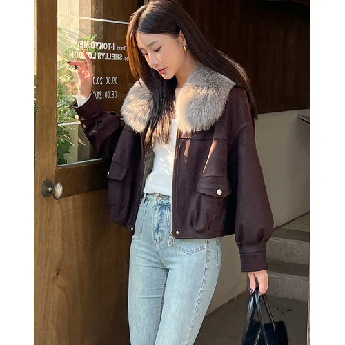 冬新款小个子狐狸毛领派克服皮草外套女皮毛一体鹅绒B2474