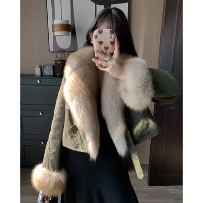 整皮狐狸毛皮草外套女2025新款小个子真毛时尚年轻款B2754