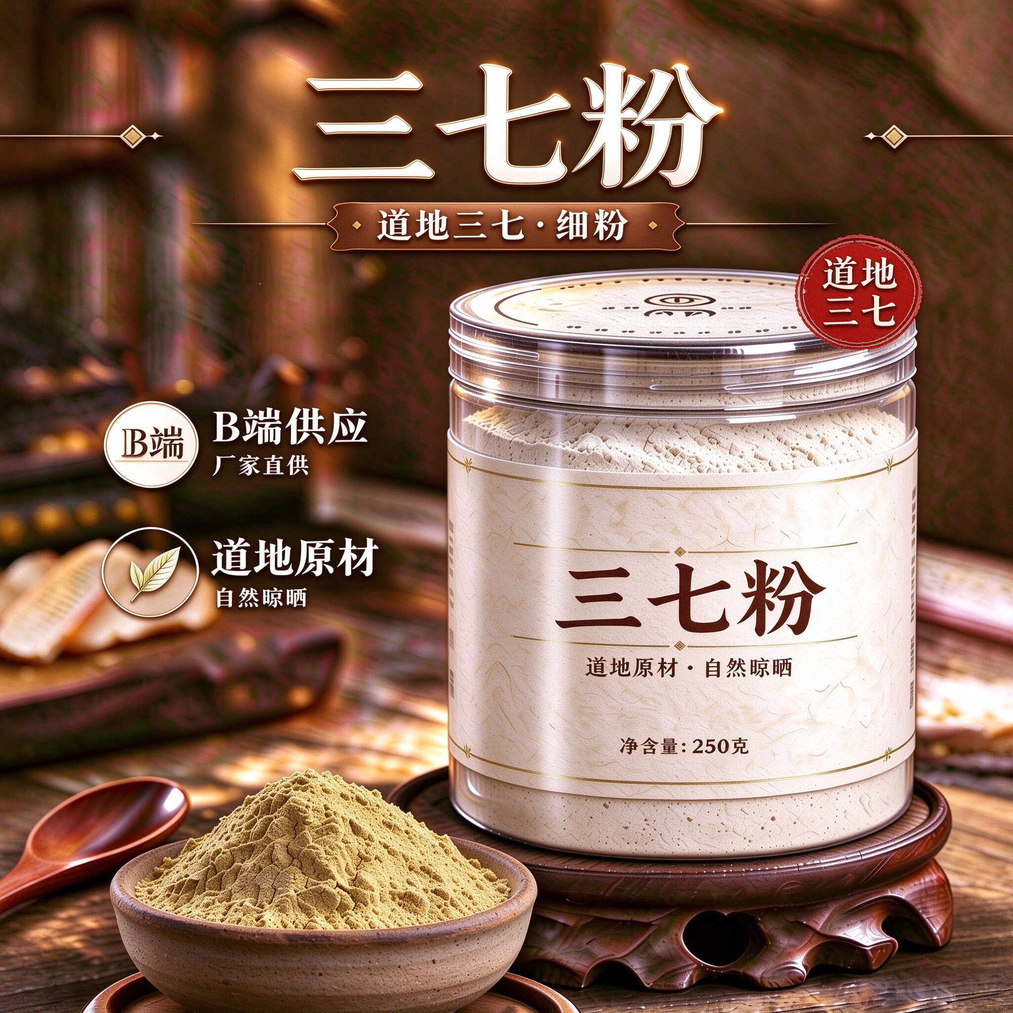 【纯粉】云南文山超细三七粉250克中药粉店铺中药材大全