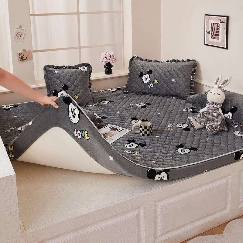 牛奶绒榻榻米垫子专用床笠保护套子夹棉防滑垫子罩一圈松紧可定制