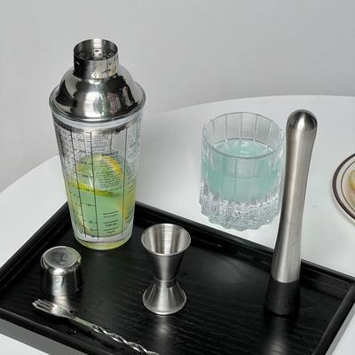 玻璃雪克杯制作鸡尾酒手打柠檬茶杯捣汁工具手摇不锈钢调酒器套装