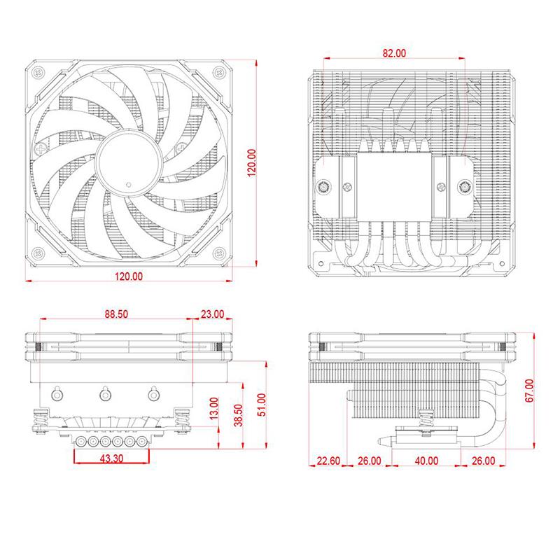 ID-COOLING 下压式CPU风冷散热器 系列风扇镀镍铜底