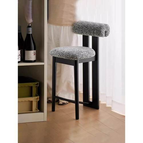 实木高脚椅家用吧台椅靠背吧凳中古风岛台椅前台凳酒吧椅高脚凳