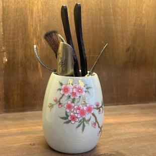 11100-桃李春风茶道桶+五君子