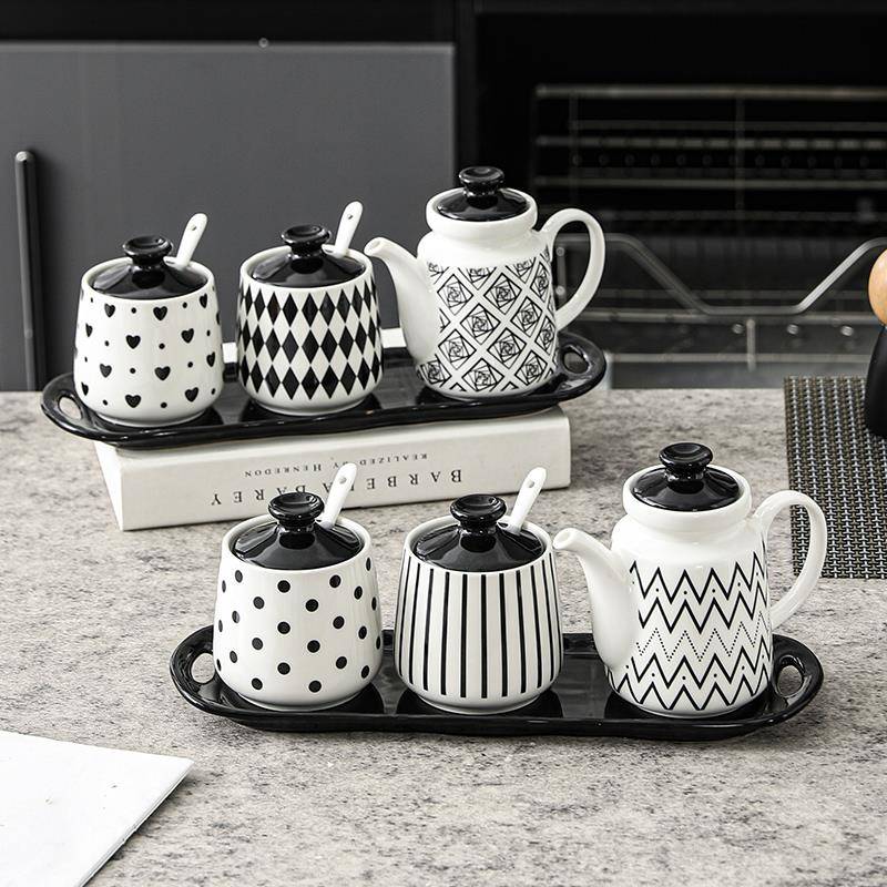 赫本风陶瓷油壶商用油瓶酱油油醋罐家用厨房调料罐饭厅调味壶套装