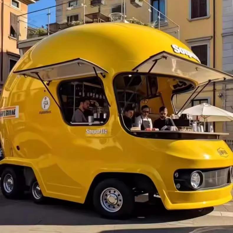 网红精品头盔餐车商用餐厅移动咖啡奶茶小吃车景区多功能售卖车