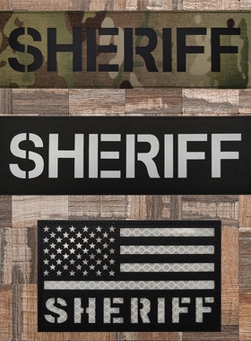 美国战术士气章 COS造型治安官SHERIFF大号背心魔术贴章 反光臂章