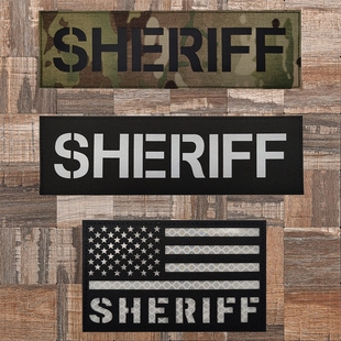 美国战术士气章 COS造型治安官SHERIFF大号背心魔术贴章 反光臂章