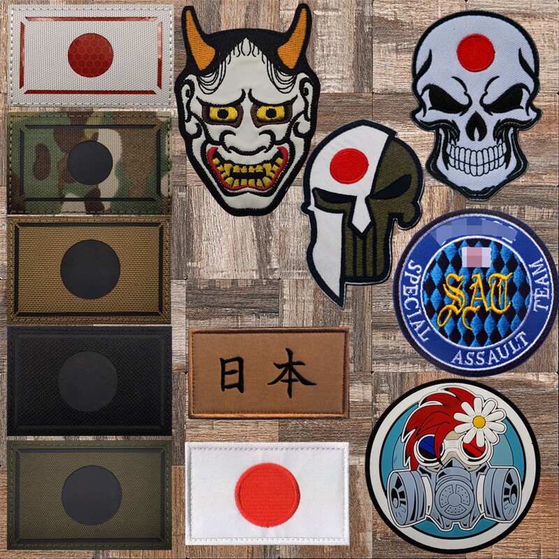 日本旗帜徽章鬼怪般若夜光魔术贴勋章/臂章/肩章/纪