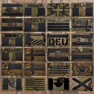 IR反光国旗魔术贴徽章夜间识别士气章战术马甲背包贴军迷旗帜臂章