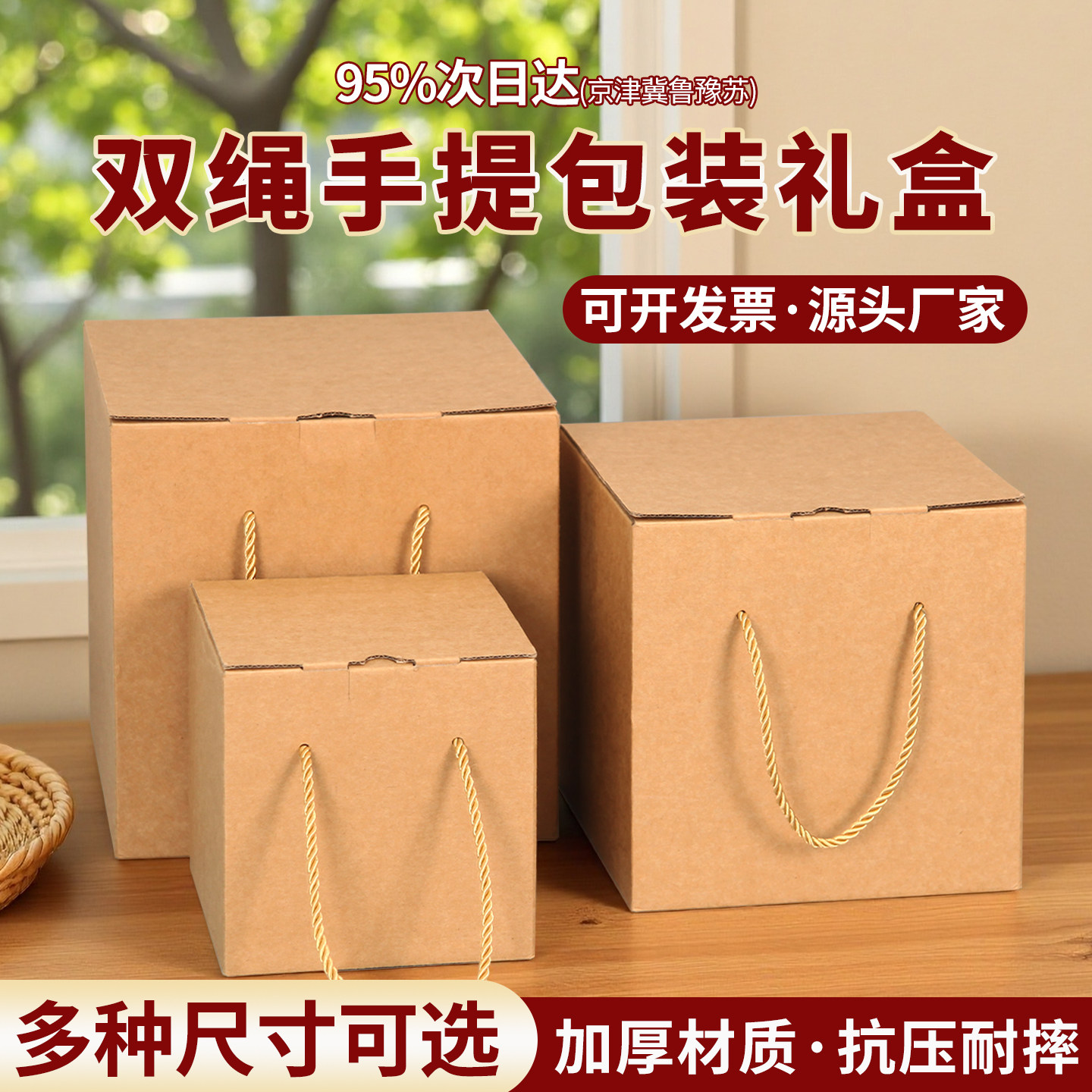 牛皮瓦楞包装盒通用手提茶叶盒生日礼品盒子加厚盒饰品收纳盒纸盒