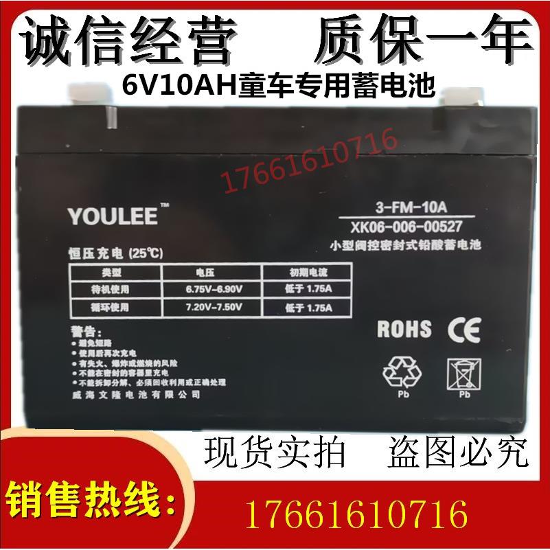 YOULEE 蓄电池 3-FM-10A 6V10AH/ 玩具车 儿童车 小孩子车用 电瓶