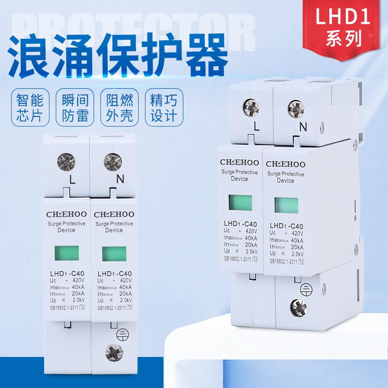 LHD1-C40-2P 浪涌保护器 避雷器2P 40KA 家用一级电涌开关防雷器