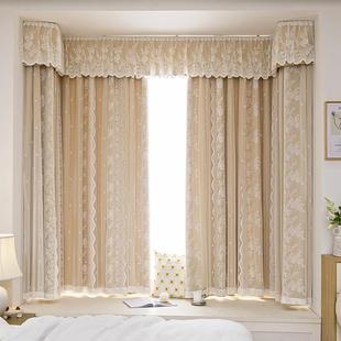 2024年新款 遮光窗帘法式 田园卧室飘窗落地窗少女公主蕾丝纱挂钩式