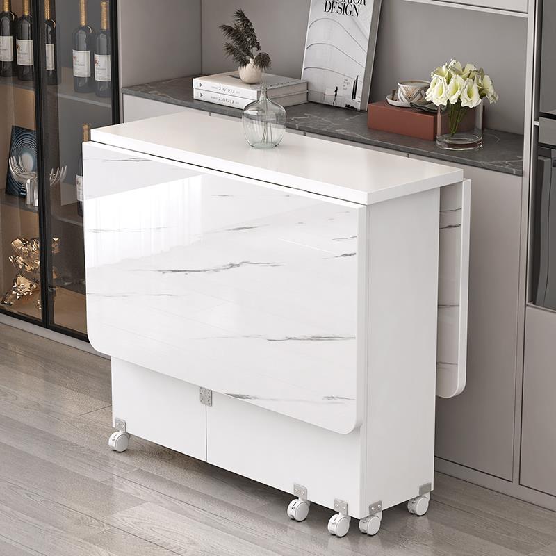 家用折叠餐桌小户型可移动带轮简易长方形多功能饭厅宿舍吃饭桌子