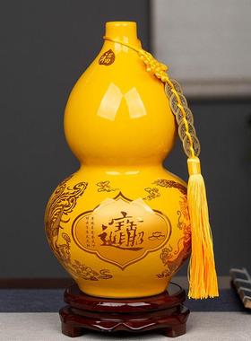 大号葫芦摆件家用开口招财五帝钱挂件景德镇陶瓷器安宅客厅门对门