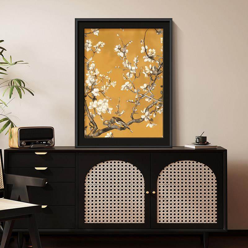 花鸟图客厅大白墙斗柜装饰画 画沙发背景墙壁画 画高级感法式餐柜,家居饰品,现代装饰画,淘宝优惠券,粉丝福利购,淘宝优惠卷