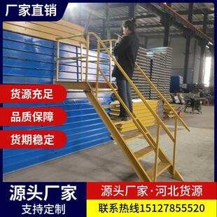 厂家直销基坑施工钢梯基坑爬梯工具式临时上下行人爬梯45度斜梯